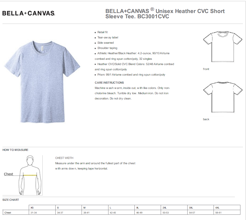 PediDocs BELLA+CANVAS ® Unisex Heather CVC Short Sleeve Tee